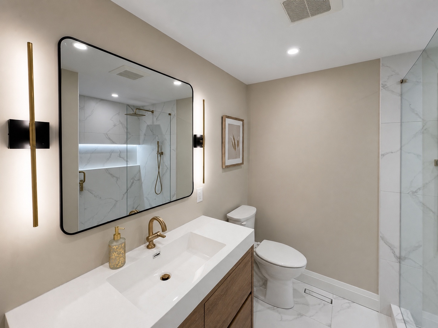 Bathrooms completed by THREE-L CONTRACTING INC.